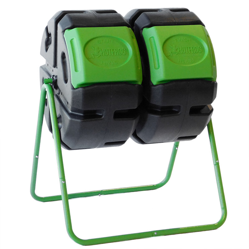 Fcmp Outdoor Hotfrog 37 Gallon Dual Body Rotating Tumbling Composter Bin Green And Reviews Wayfair